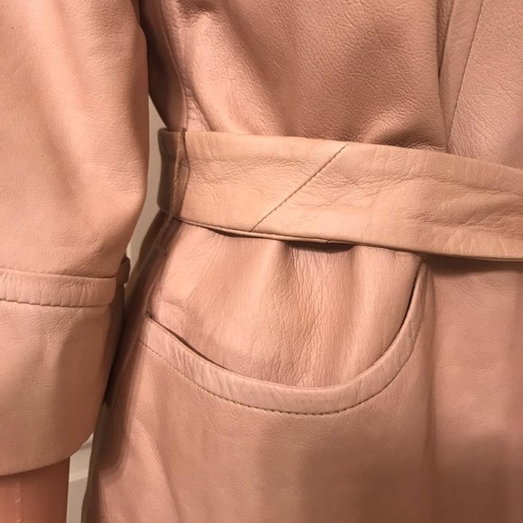 Nordstrom Leather Jacket with belt and closure with 5 hidden buttons. - Picture 6 of 12